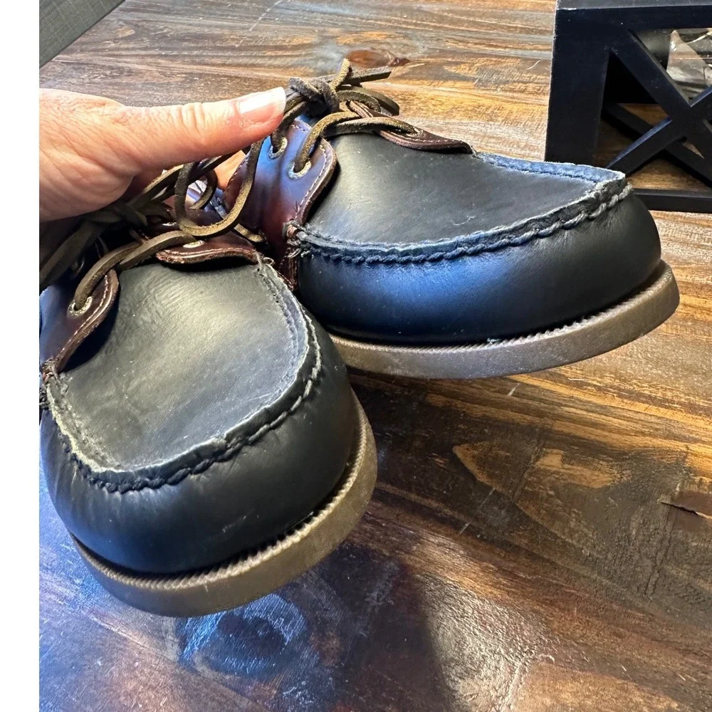 G.H. Bass‎ & Co. Men's Hampton Core 2 WW Boat Shoes Black Leather Size 10 Wide